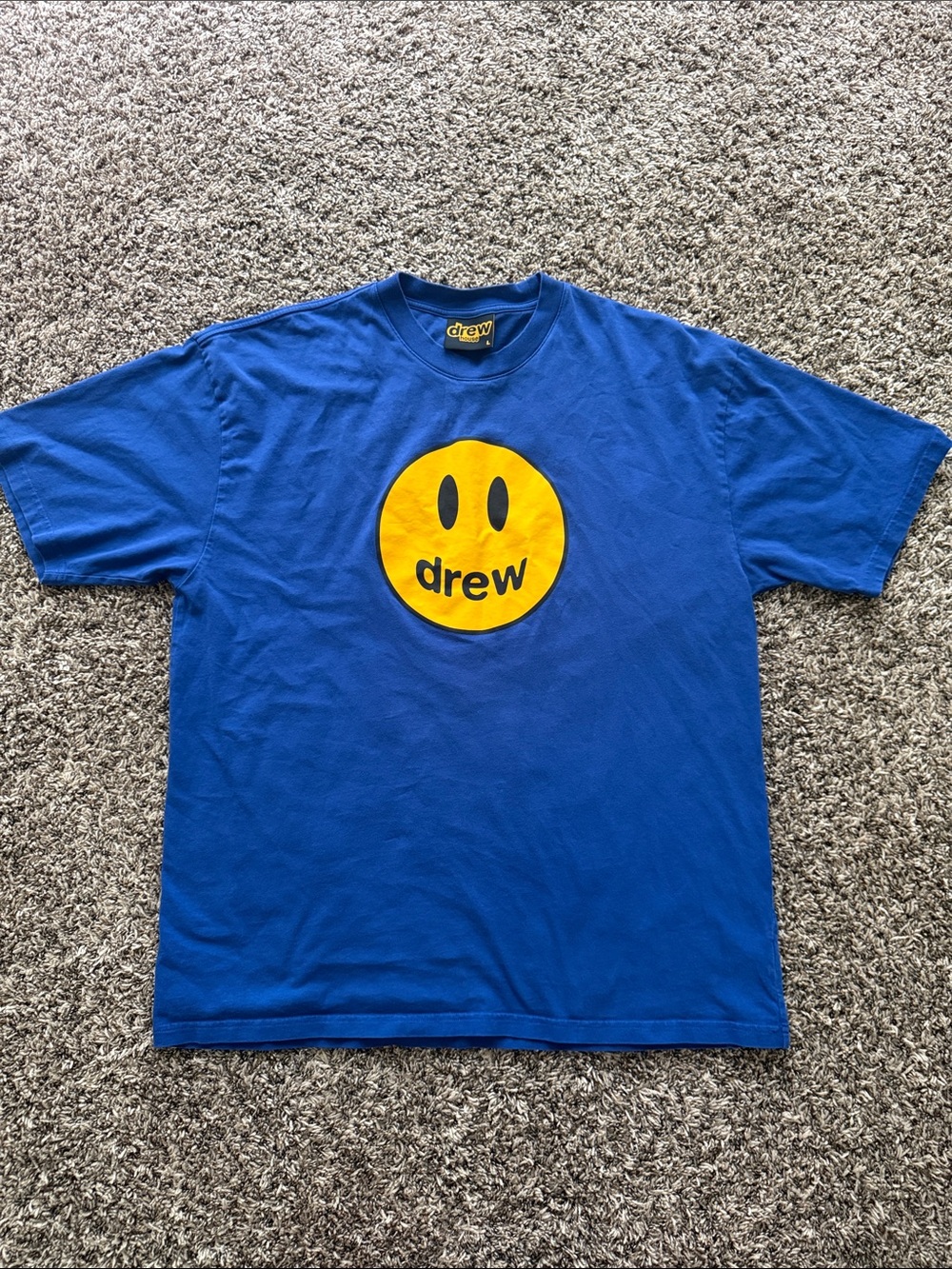 DREW Royal Blue Smiley Logo Tee with Yellow Emblem